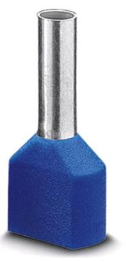 Phoenix Contact DIN Ferrule; AI-TWIN 2X 2.5-10 BU; #14 Twin Wire; Blue; Polypropylene; 100 ct.